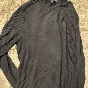 INC International Concepts Charcoal Ribbed Long Sleeve Tee